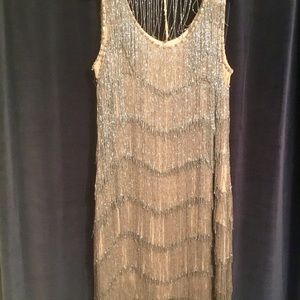 J PETERMAN BEADED SILK FLAPPER DRESS 12